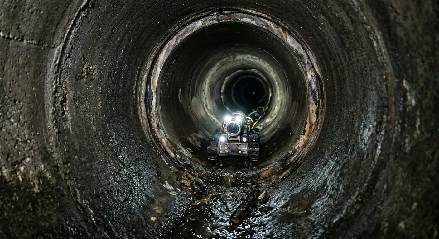 Robotic sewer camera inspecting pipe interior for Drain Snake Service in Palm Coast